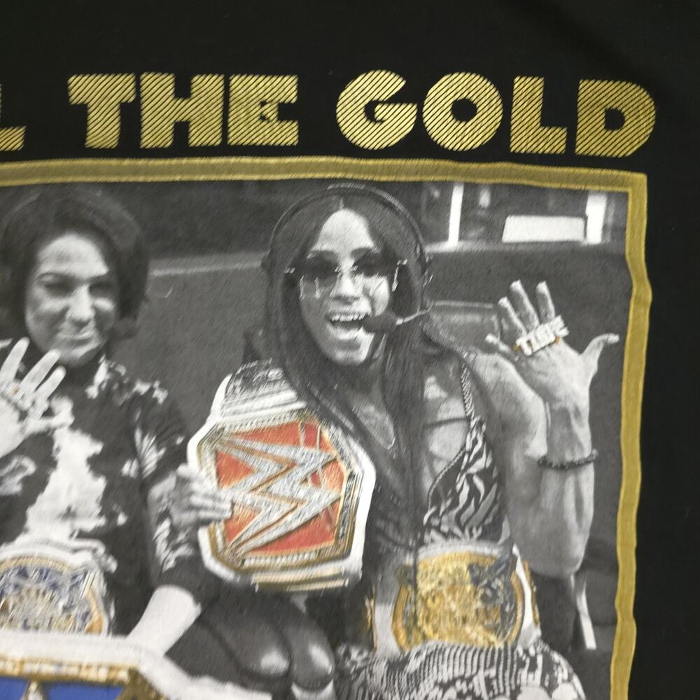 WWE Bayley Sasha Banks All The Gold Shirt Women Champions Tee Black Size M - Picture 6 of 11